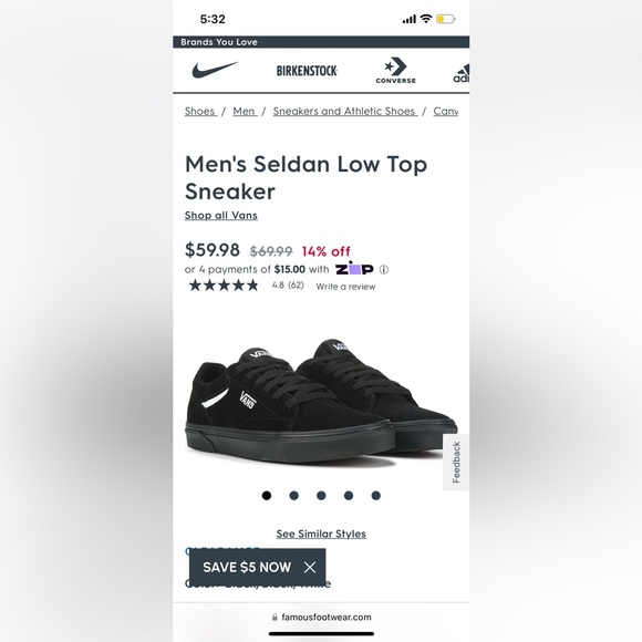 Vans Seldan Low Top “Black/White” Men’s Size 11 - Picture 9 of 9